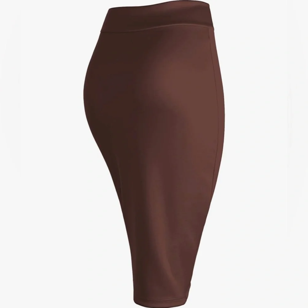 Classic Brown Pencil Skirt - Women - Picture 5 of 6